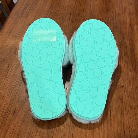 Ugg Fluff II Sheepskin Slide Shoes Sandals new green Womens Size 6 - Picture 9 of 13